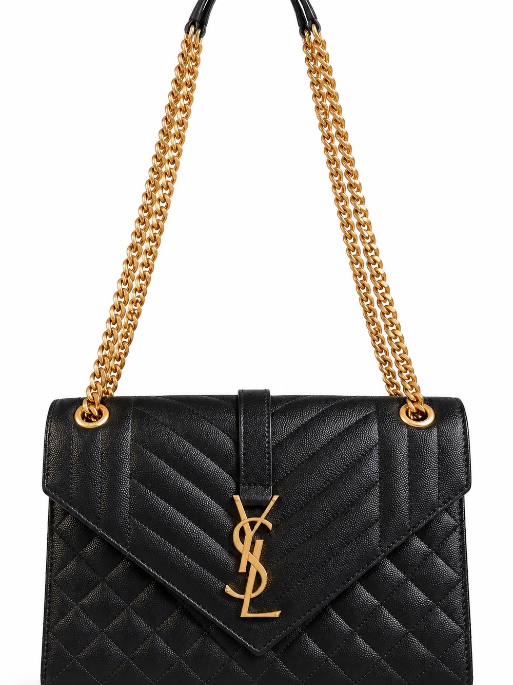 Authentic Saint Laurent Black Quilted Leather Shoulder Bag – Gold YSL Hardware